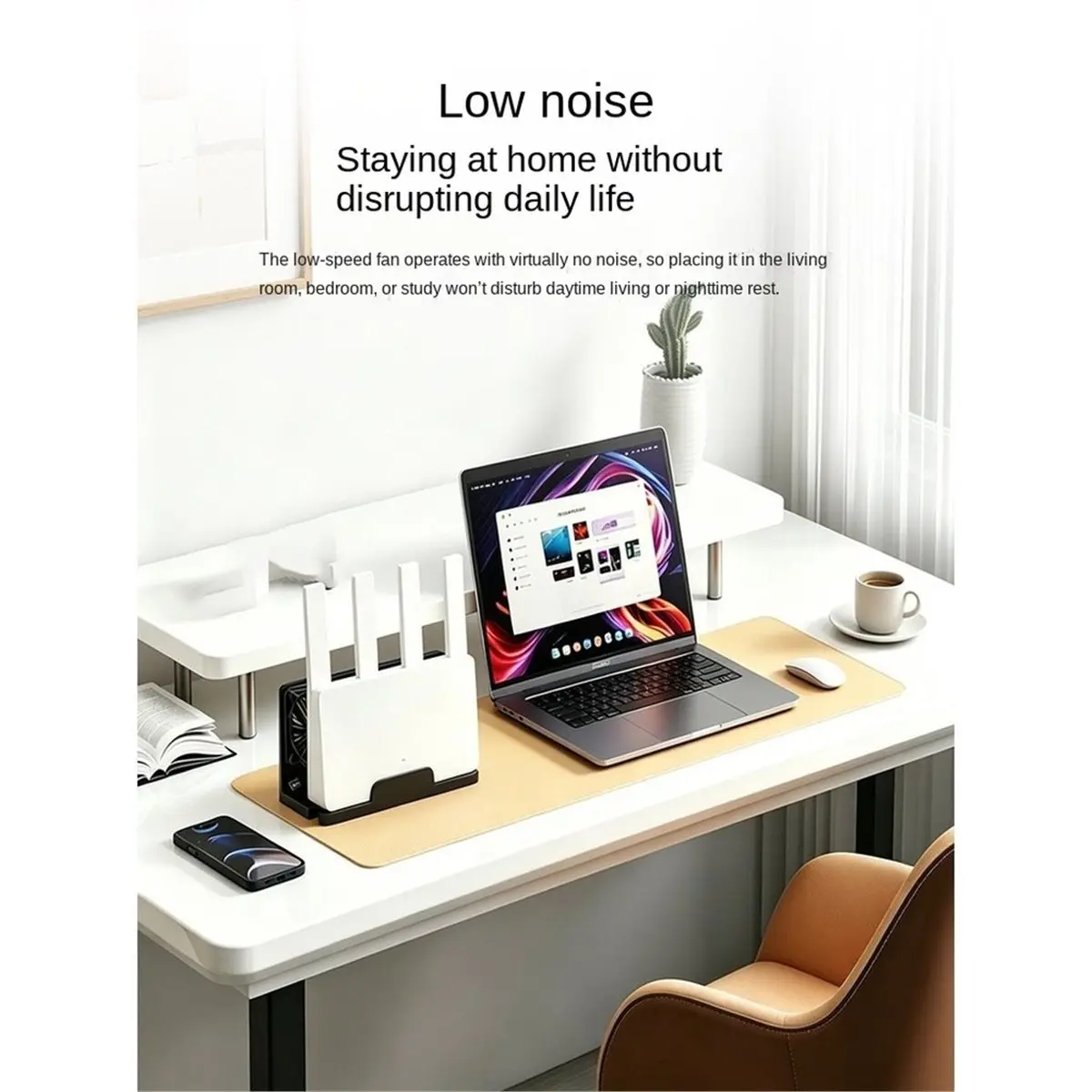 Vertical Dual Fan USB 5V Cooler Bracket Router Cooling Stand Retractable Base with Switching Wire for Modem Router Black