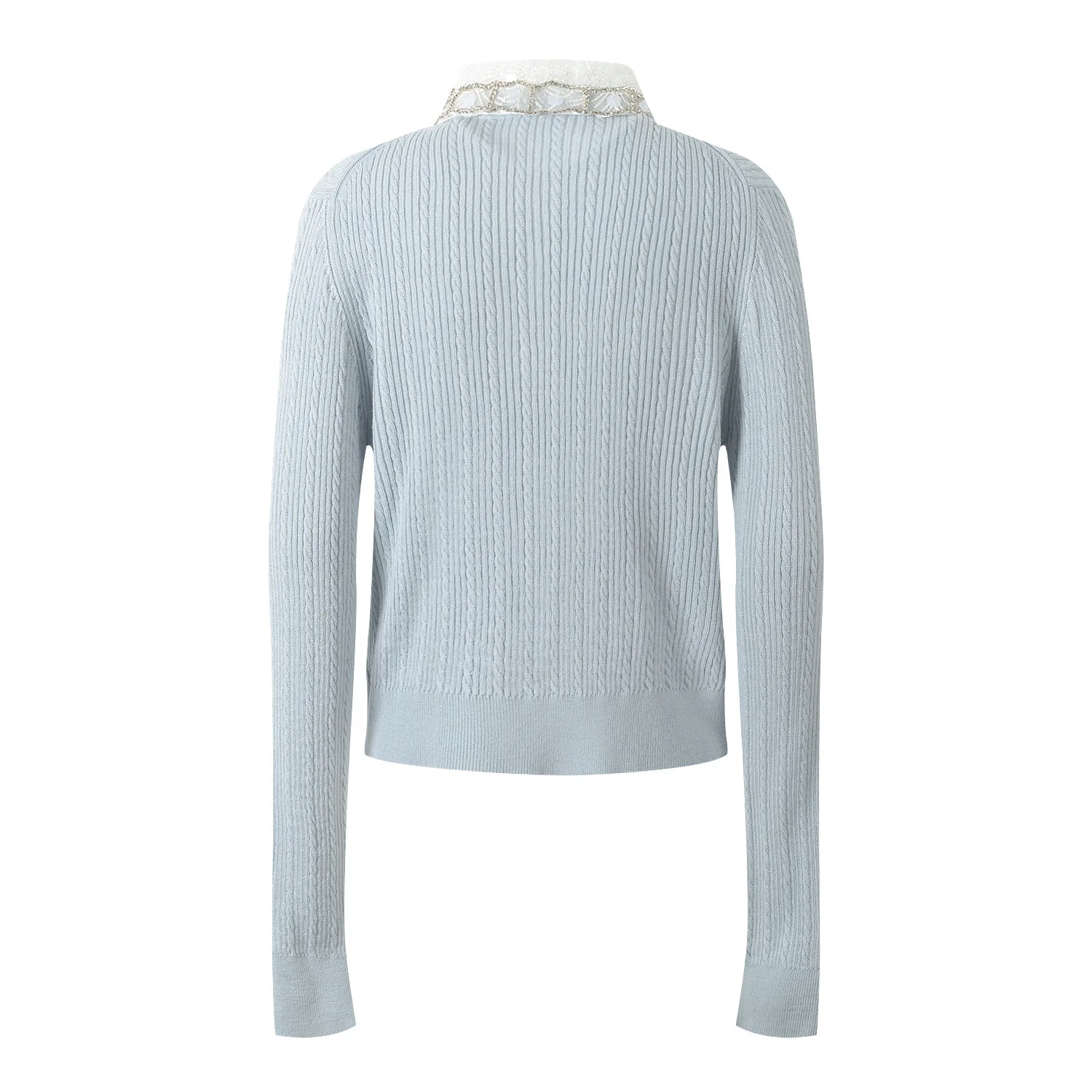 Primavera 2025 novo suave sle flutton versátil favorável idade-defng pequeno ence topo brilhante tead camisola de malha