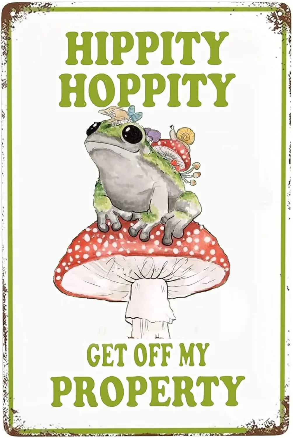 Tin Poster Metal Sign Hippity Hoppity Get Off My Property No Trespassing Signs Funny Room Decor Vintage Plaque Signs for Home Ki