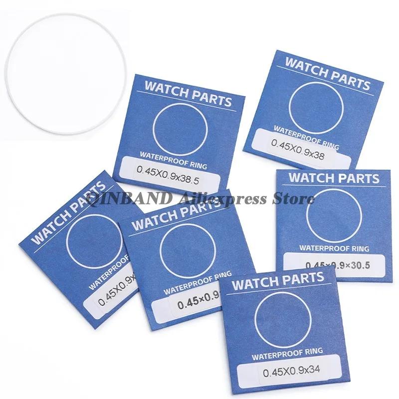 30,5-38mm Innendurchmesser 0,45mm Dicke Gummi-Uhrenglasdichtung Wasserdichter O-Ring Uhrenreparatur Uhrengehäuse-Abdeckung Glasdichtungsringe