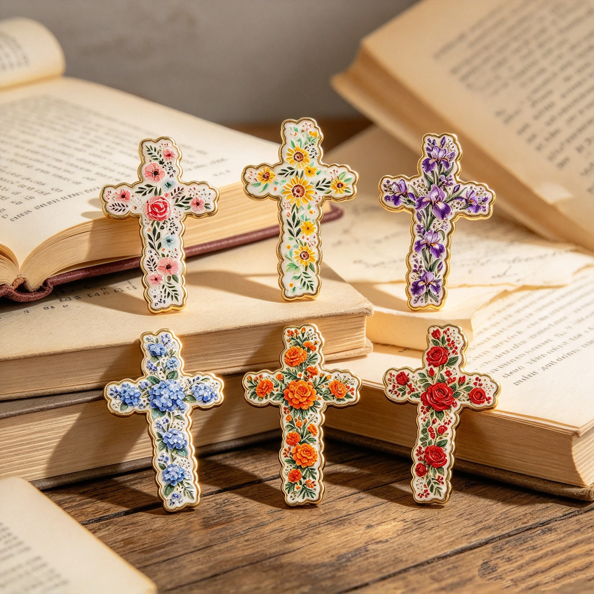 6 Painted Flower Cross Shape E - Good Floral & Wedding Decor Supply recension och pris