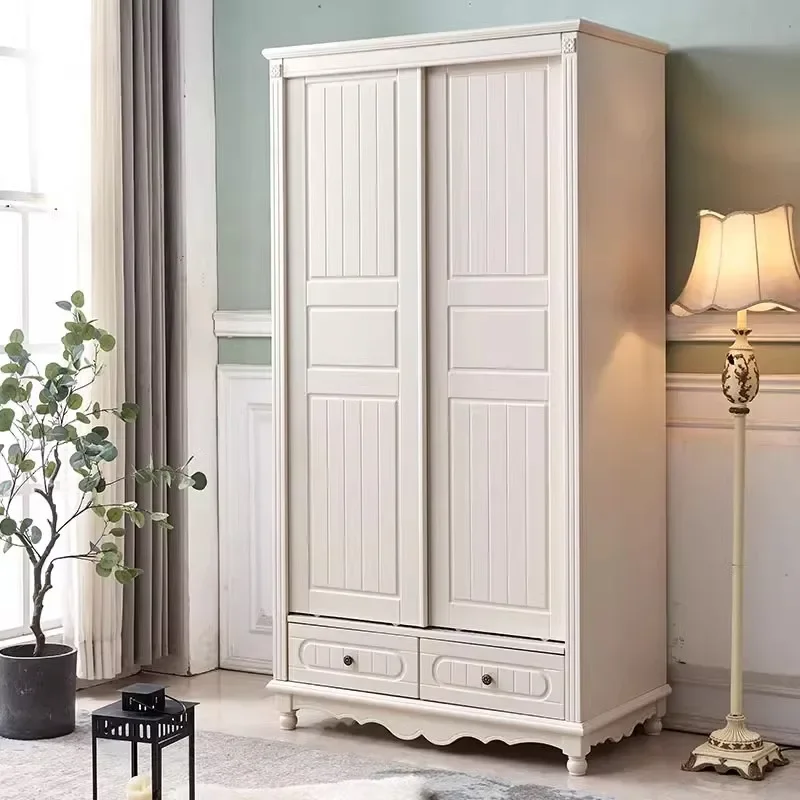 Luxury Orgnizer Tall Wardrobes Wood Aesthetic Storage Organizer Wardrobes Sliding Door White Szafa Na Ubrania Bedroom Furniture image 3
