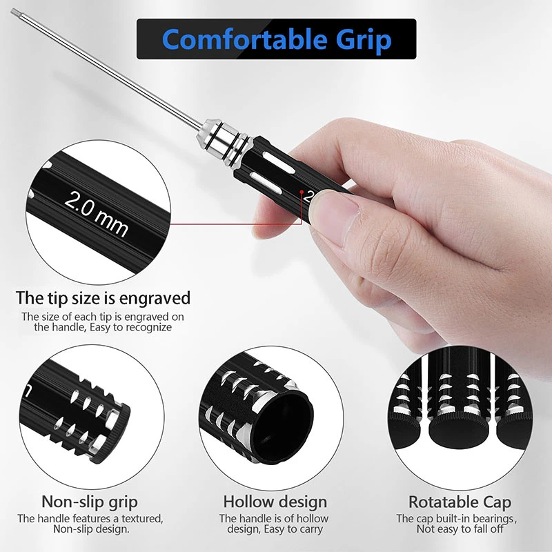 Screwdriver Set Hexagonal Shank With Titanium-plated Internal Hexagonal Socket HSS Steel Repair Tools for Model Airplane
