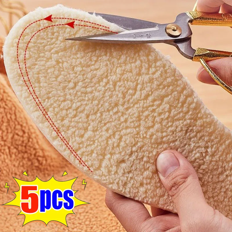 4PCS For Winter Alpaca Wool Insoles Self Heated Thermal Shoe Pads Sports Running Warm Plush Thickening Boots Inserts Paddings