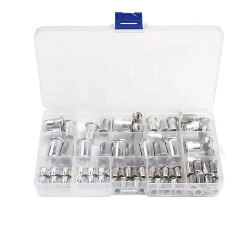 93pcs Aluminum Insert Rivet Nut Rivnut Nutsert M3 M4 M5 M6 M8 M10 Assortment Kit Flat Head Threaded Inserts