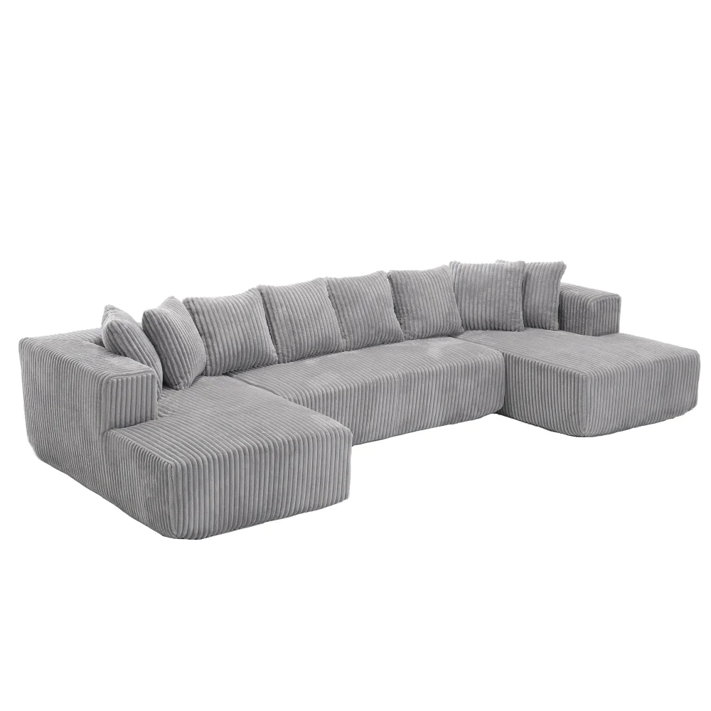 131'' Modular Sectional Couch, U-shaped Sofa, Chaise Lounge, Upholstered 4 Seater Couch for Living Room, Bedroom