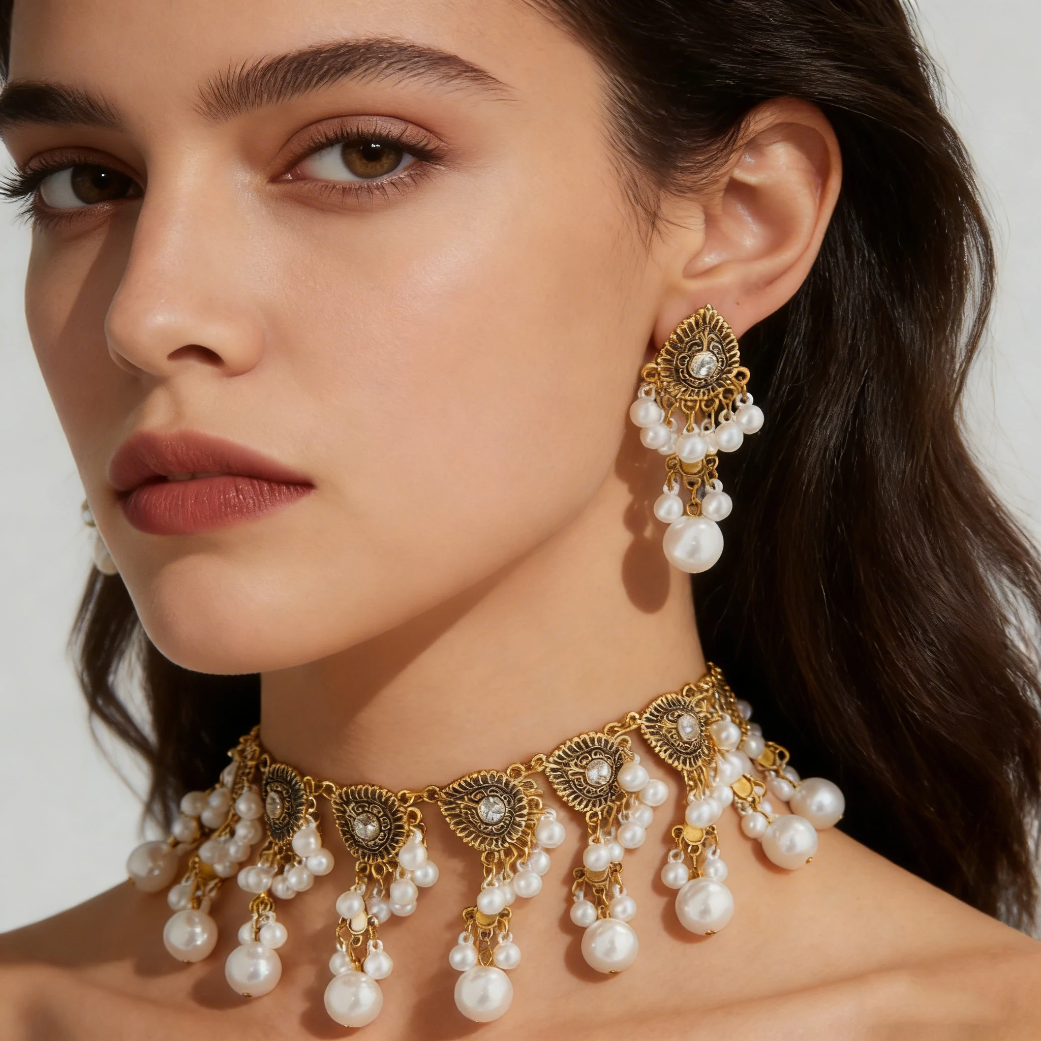 

Новое ожерелье-чокер в стиле бохо с имитацией жемчуга и кисточками, серьги, свадебные украшения для невесты, винтажные хрустальные подвески в форме капли, золотистого цвета