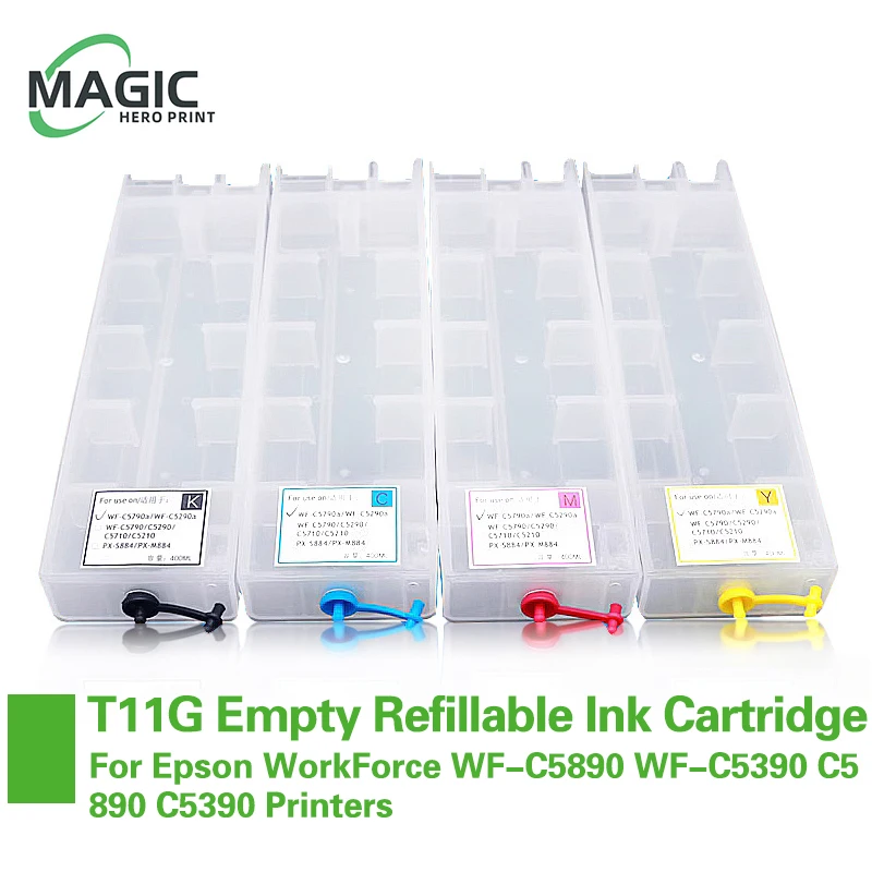 European New T11G T11H T11F Empty Refillable Ink Cartridge With Chip For Epson WorkForce WF-C5890 WF-C5390 C5890 C5390 Printers