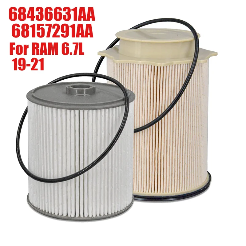 2Pcs Fits for 2019-2021 Ram 2500 3500 4500 6.7L Diesel Fuel Filter Kit 68436631AA 68157291AA