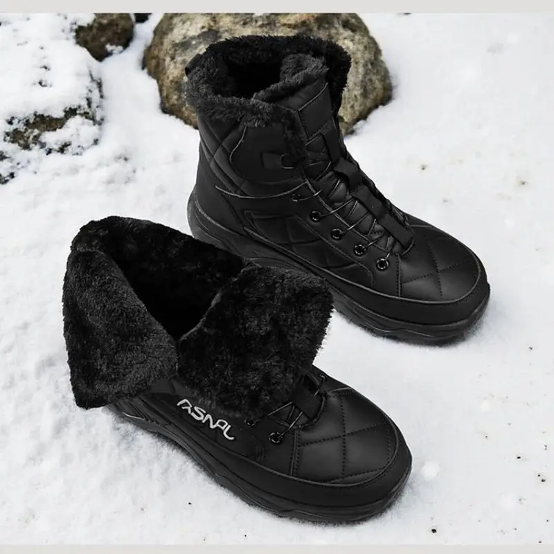 الشتاء عالية الجودة في الهواء الطلق حذاء من الجلد سميكة الدافئة القطن مقاومة البرد كبيرة الحجم مقاوم للماء الثلوج الأحذية للرجال والنساء #3