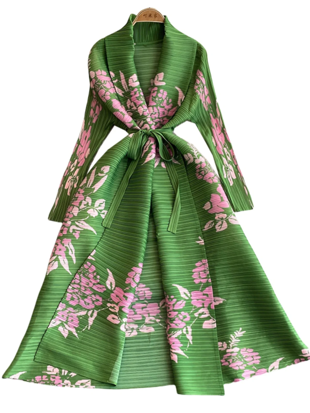 Nuovo abito cinese a vita larga con pieghe a vita alta lungo Sve V-Ne A-Line Midi Dr per donna taglie forti