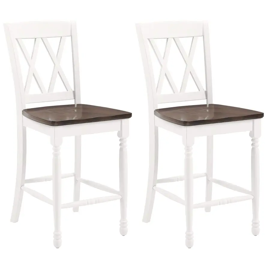 Set Kursi Bar Shelby Wood X Back Counter Height isi 2