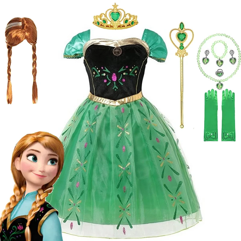 

New Disney Frozen 1&2 Anna Elsa Coronation Princess Dress Girl Fancy Birthday Party Gown Princess Dress Carnival Party Clothing