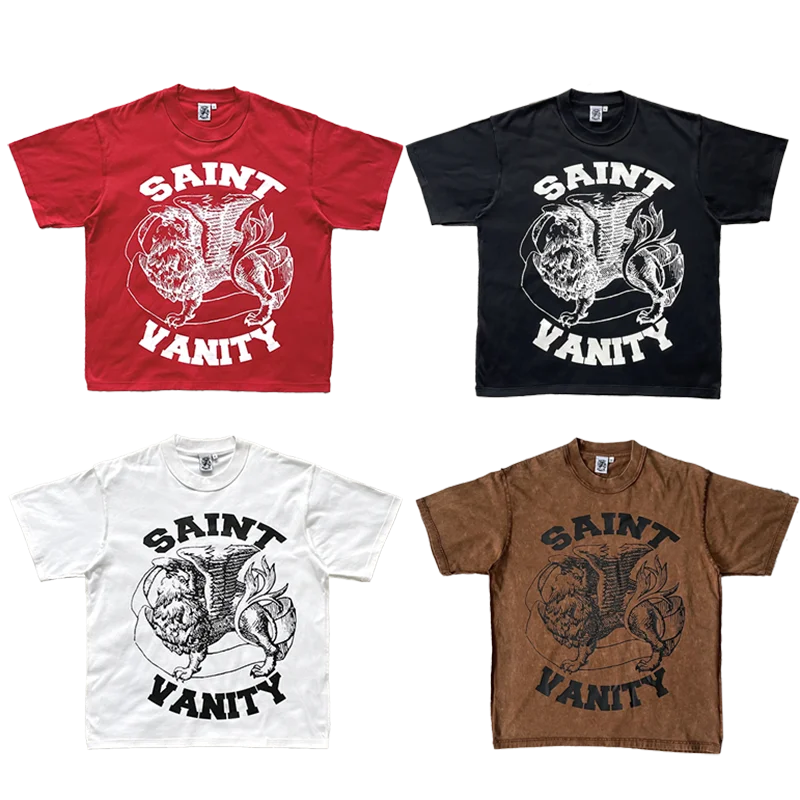 

Saint Vani Casual Letter Print ort Sve T-irt Cotton Stand Fit Youthful Trend Summer round Ne for All Ages