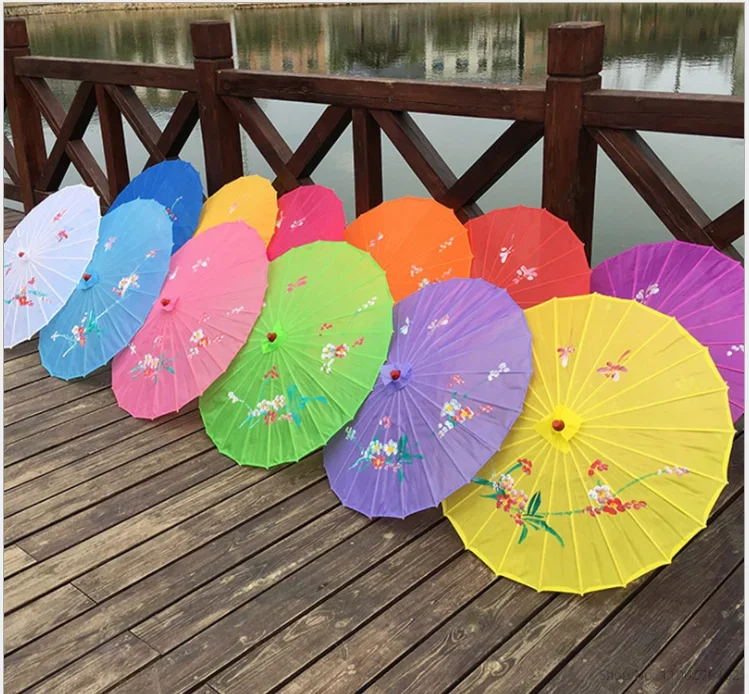 5pcs/lot Hand-painted Flower Design 12colors Chinese Art Umbrella Bamboo Frame Silk Parasol for Bride & Bridemaid