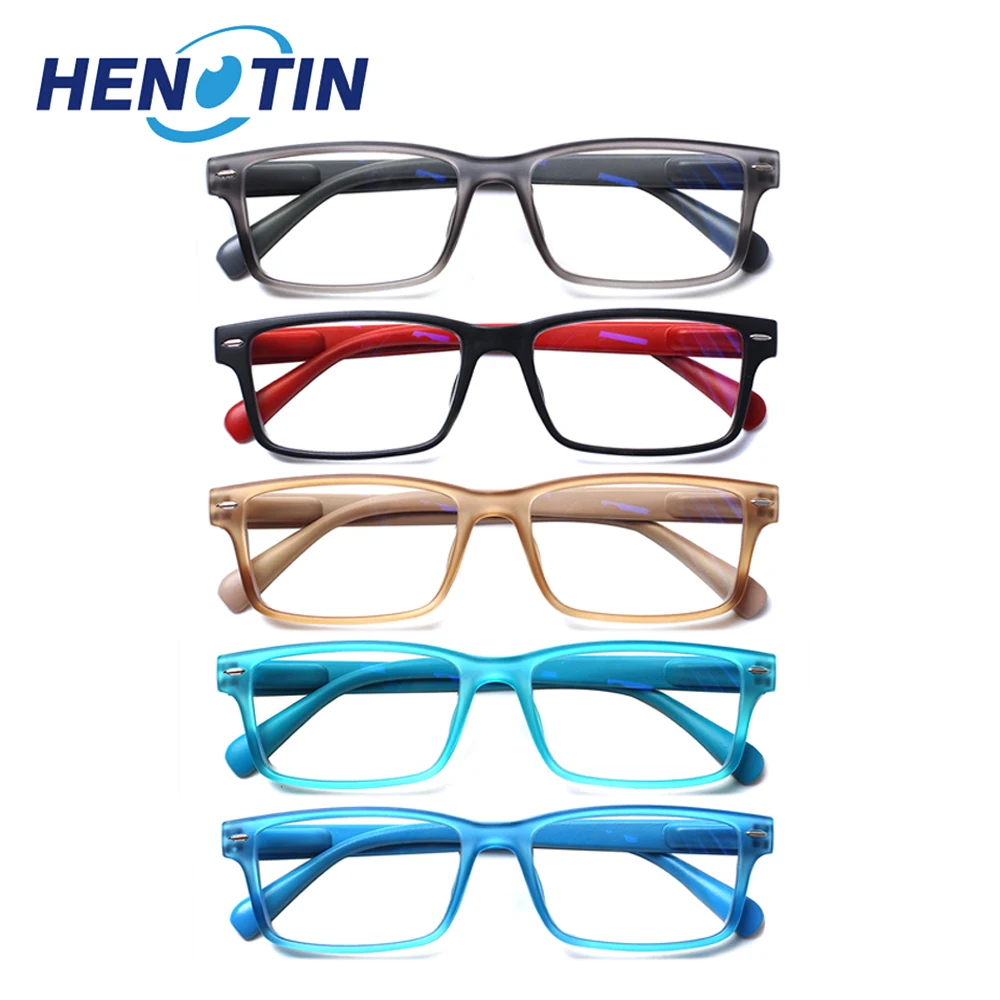 

Henotin New Reading Glasses Men Women with Rectangular Frame Spring Hinge Decorative Eyeglasses Optical HD Magnifier Eyewear+2.0