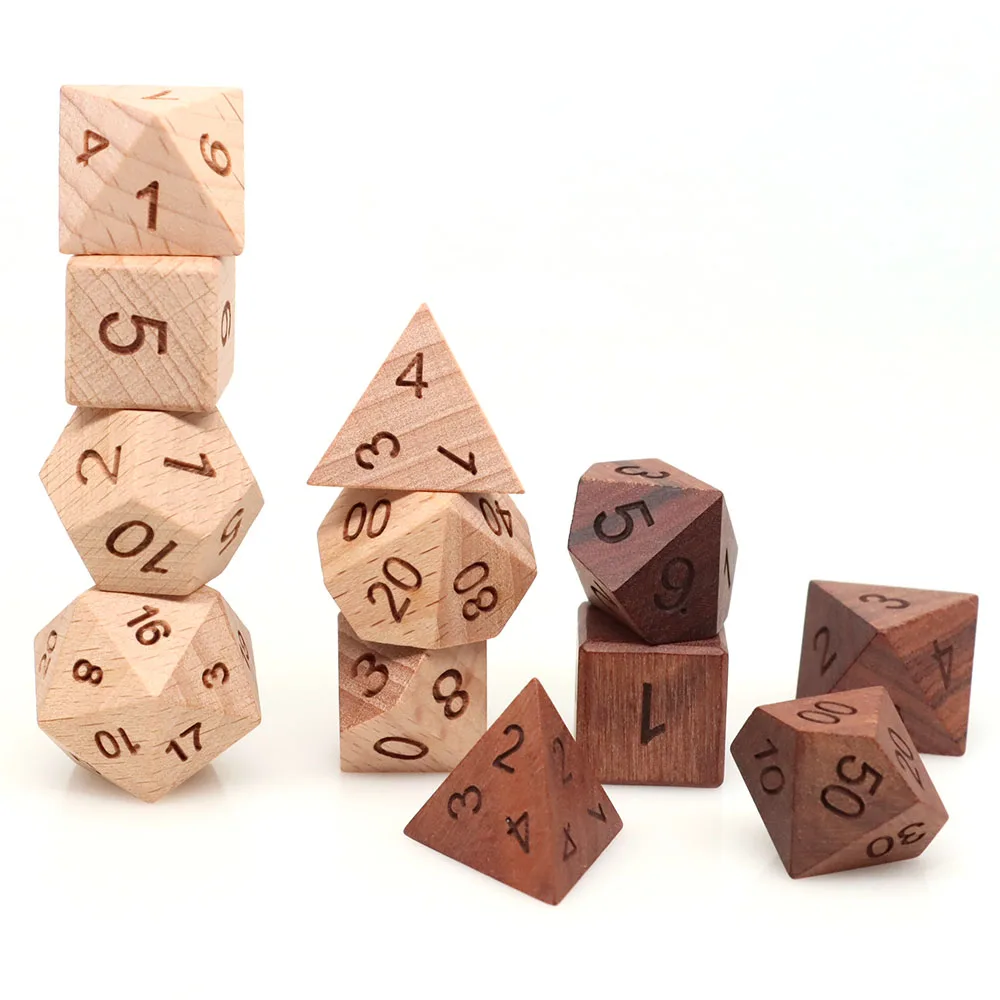 7Pcs Wooden Polyhed…