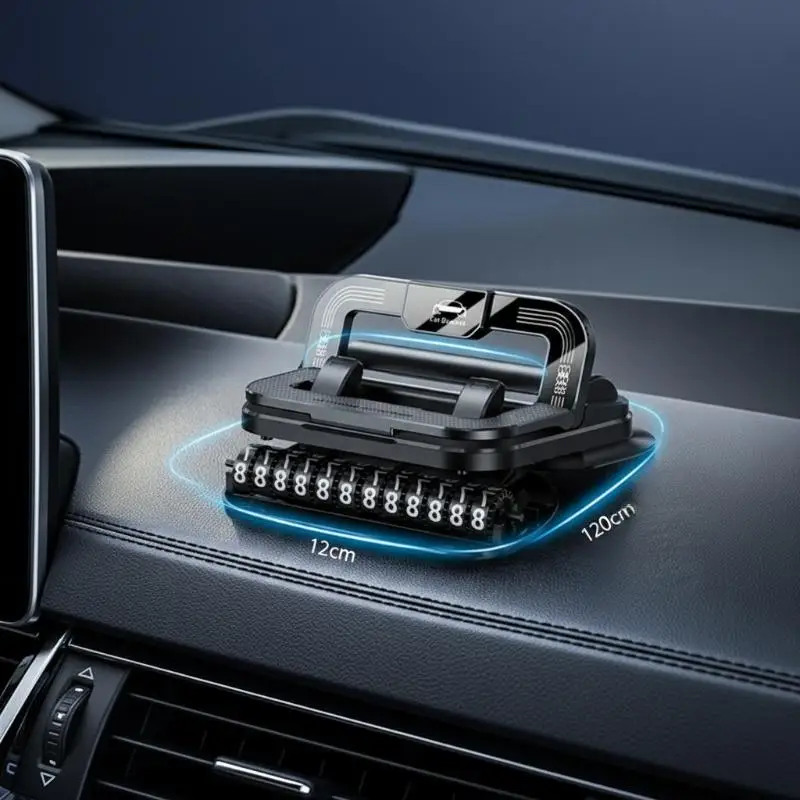 Suporte de Telefone para Painel de Carro 2 em 1 com Montagem Rotativa de 360 Graus e Placa de Identificação para Facilitar a Identificação