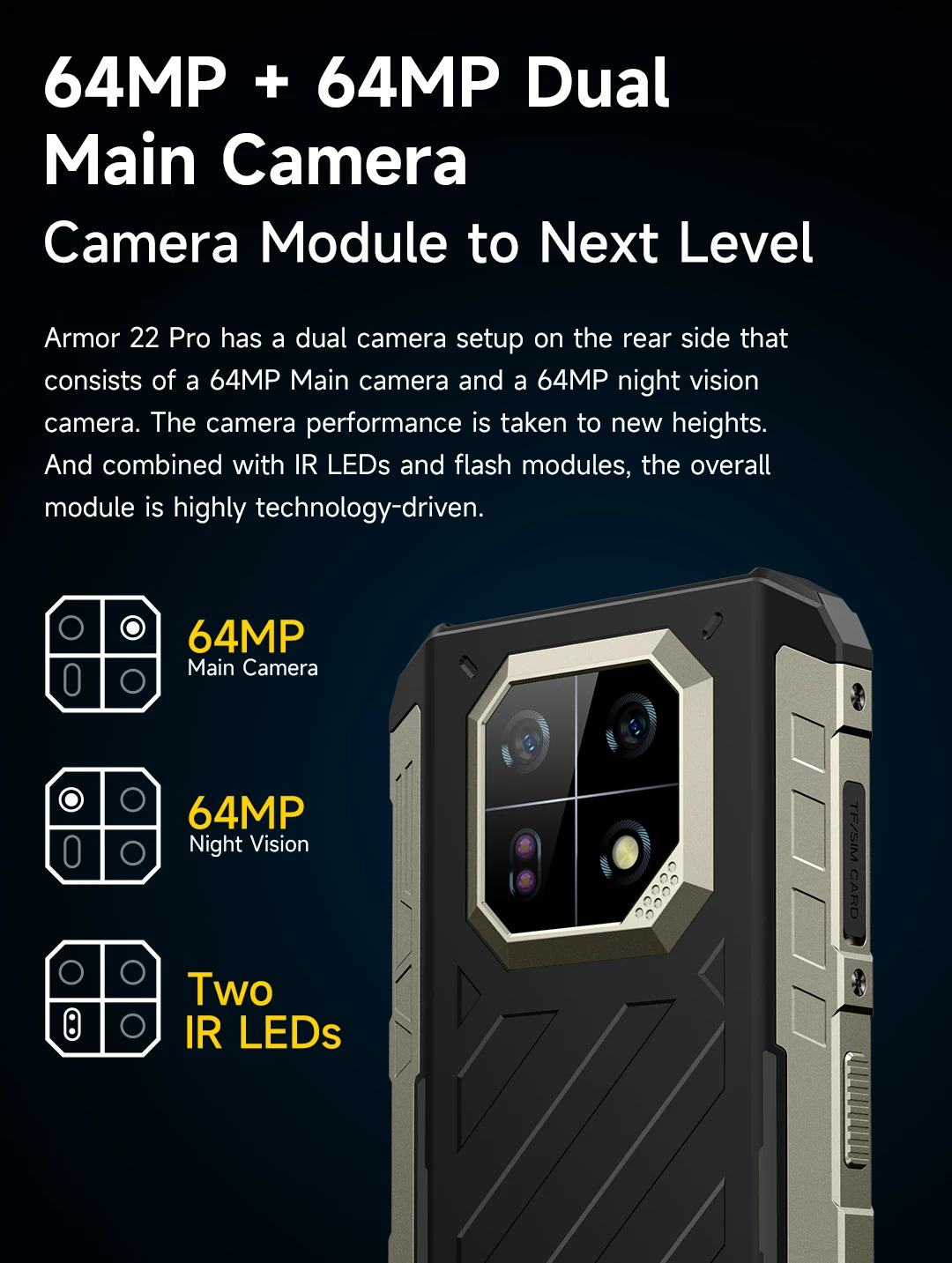 eSIM Ulefone Armor 22 Pro Rugged Phone Android 16 MTK G200 128GB/256GB Global Version Waterproof Shockproof Outdoor Smartphone
