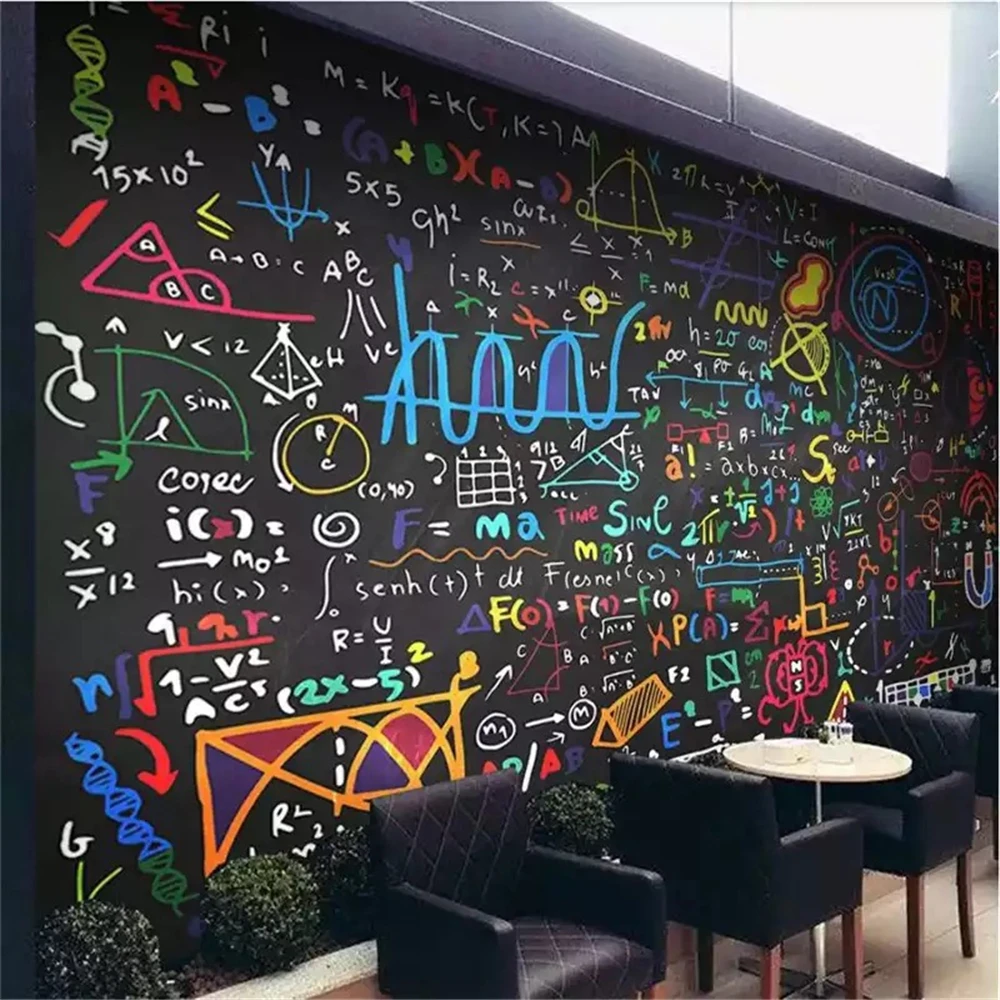 Custom Mathematical geometry formula Wallpaper TV Background Office Meeting Room Space Visual vinyl wall paper Hotel decoration