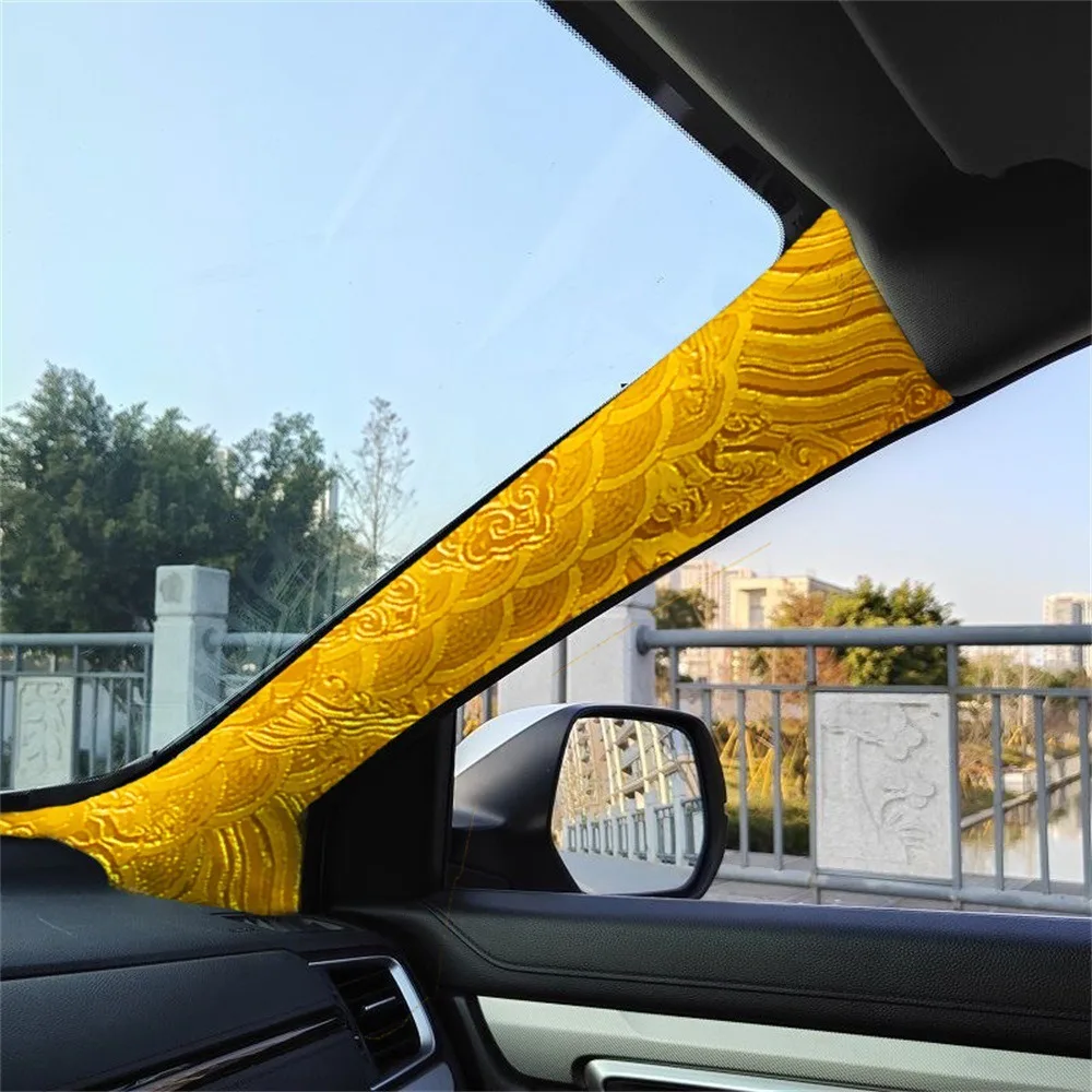1 PC Car A B Pillar Decal Fabric Embroidery Self-Adhesive Patch Universal A and B Pillar Roof Interior Trim Car Accessories