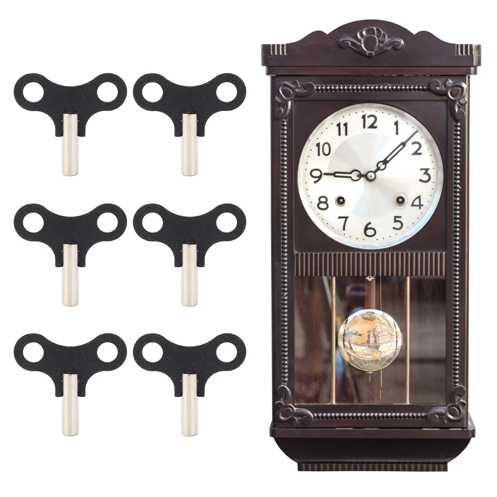 Hanging Clock Key Clockwork Keys Hanging Desk Clock Winding Key Steel Replacement Parts for Antique and Vintage Clocks