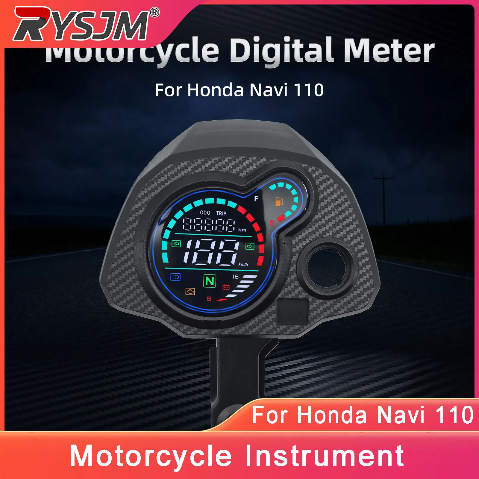 Medidor Digital de Quilometragem para Motocicleta, Velocímetro Digital LED, Odômetro, Medidor de Voltagem e Nível de Óleo para Honda Navi 110