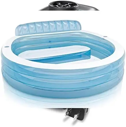 Swim Center Inflatable Family Lounge Pool: Built-In Bench – Cup Holder – 156 Gallon Capacity – 90