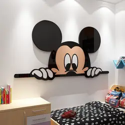 Cartoon Mickeyed Mouse naklejka ścienna Kawaii DIY 3D akrylowa naklejka na ścianę lustro dzieci sypialnia salon pokoju tło dekoracje ścienne