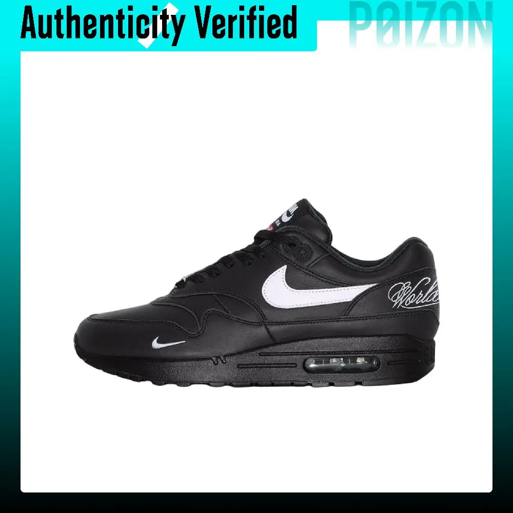 Supreme X Nike Air Max 1 Running Shoes Unisex Low-top Black White HF8813-001