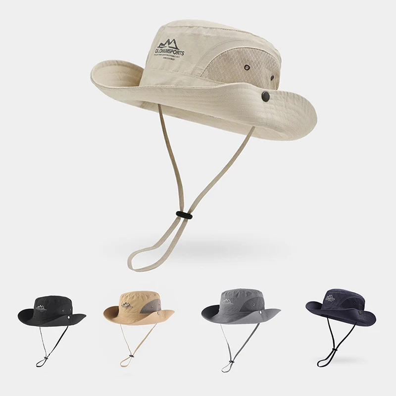 Summer Fisherman's Hat Sunshade Hat Men's and Women's Outdoor Hiking Mountaineering Fishing Hat Thin Drawstring Quick Drying Fis