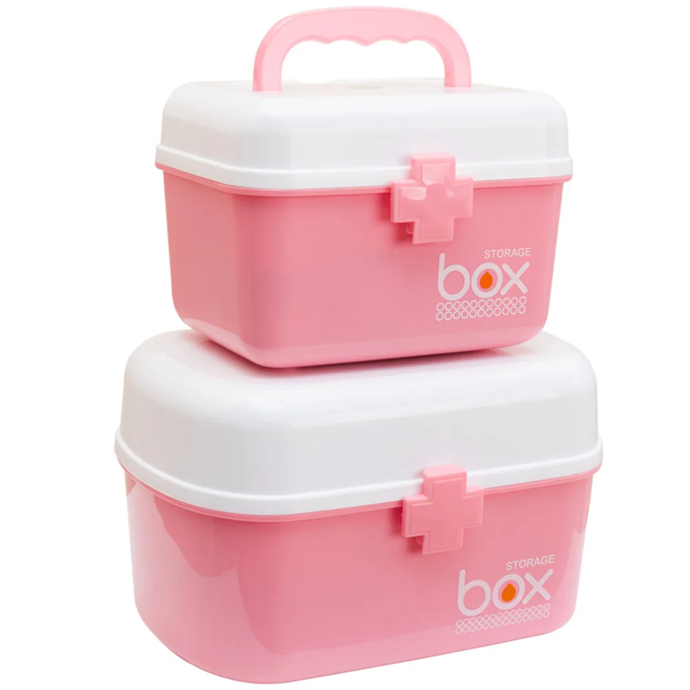 

Storage Organizer First Aid Kit with Removable Tray & Handle Family Emergency Kit Storage Organizer - Size S (Pink)