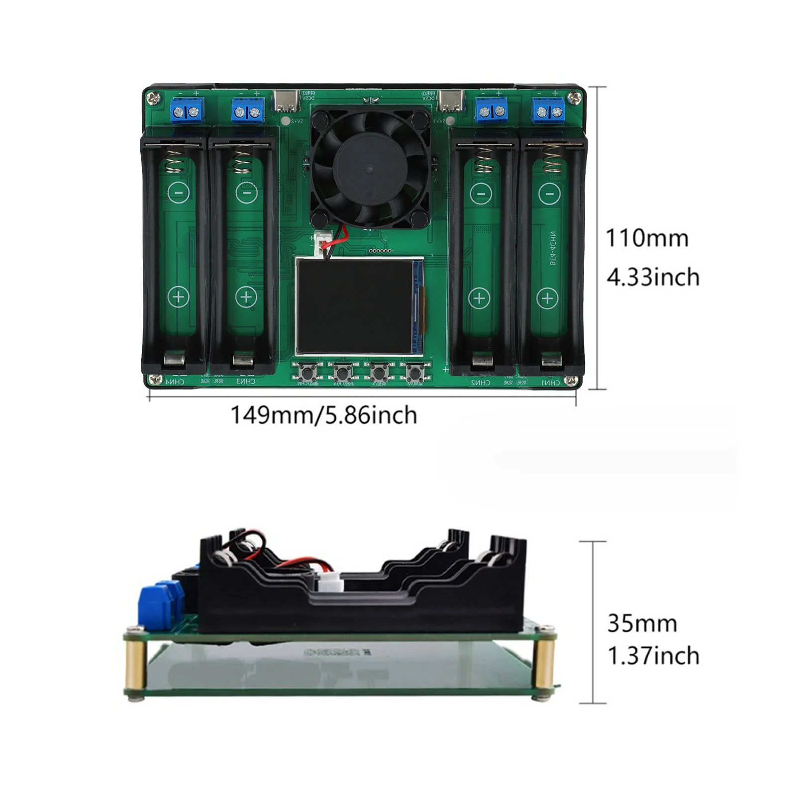 Battery Tester Measuring Module Hoom Kitchen 4-Channel Cumulative Energy Digital Display Discharge Internal New