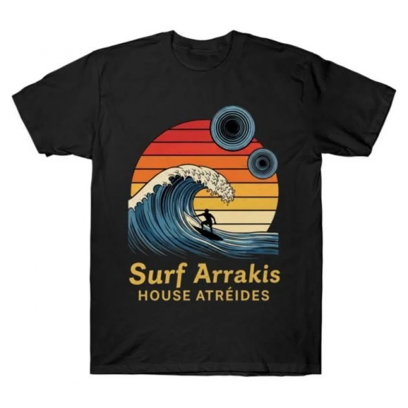 

Surf Arrakis House Atreides DUNE Sic fi fan Gift t shirt 100% cotton printed tee Short-sleeve Graphic clothes All size Tops