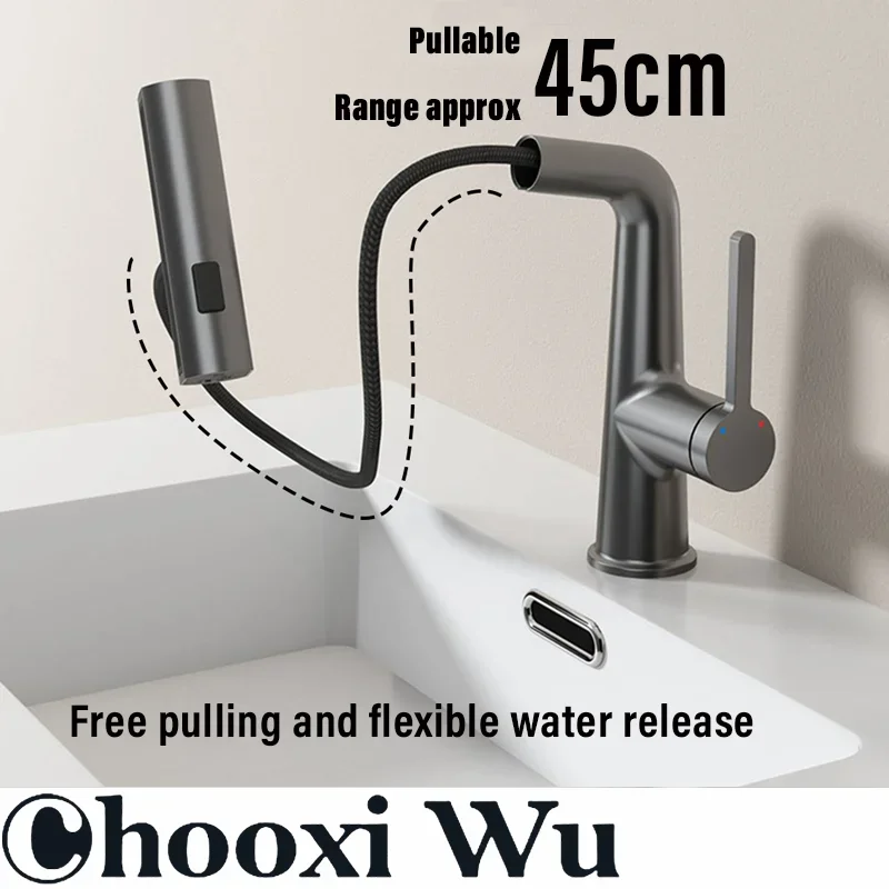 CHOO XIWU-360° rotating/hot and cold water basin faucet, kitchen faucet, bathroom pendant, storage rack