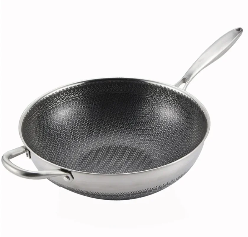 

316 stainless steel frying pan honeycomb Food Grade Nonstick Frying Pan Steak Wok General Purpose