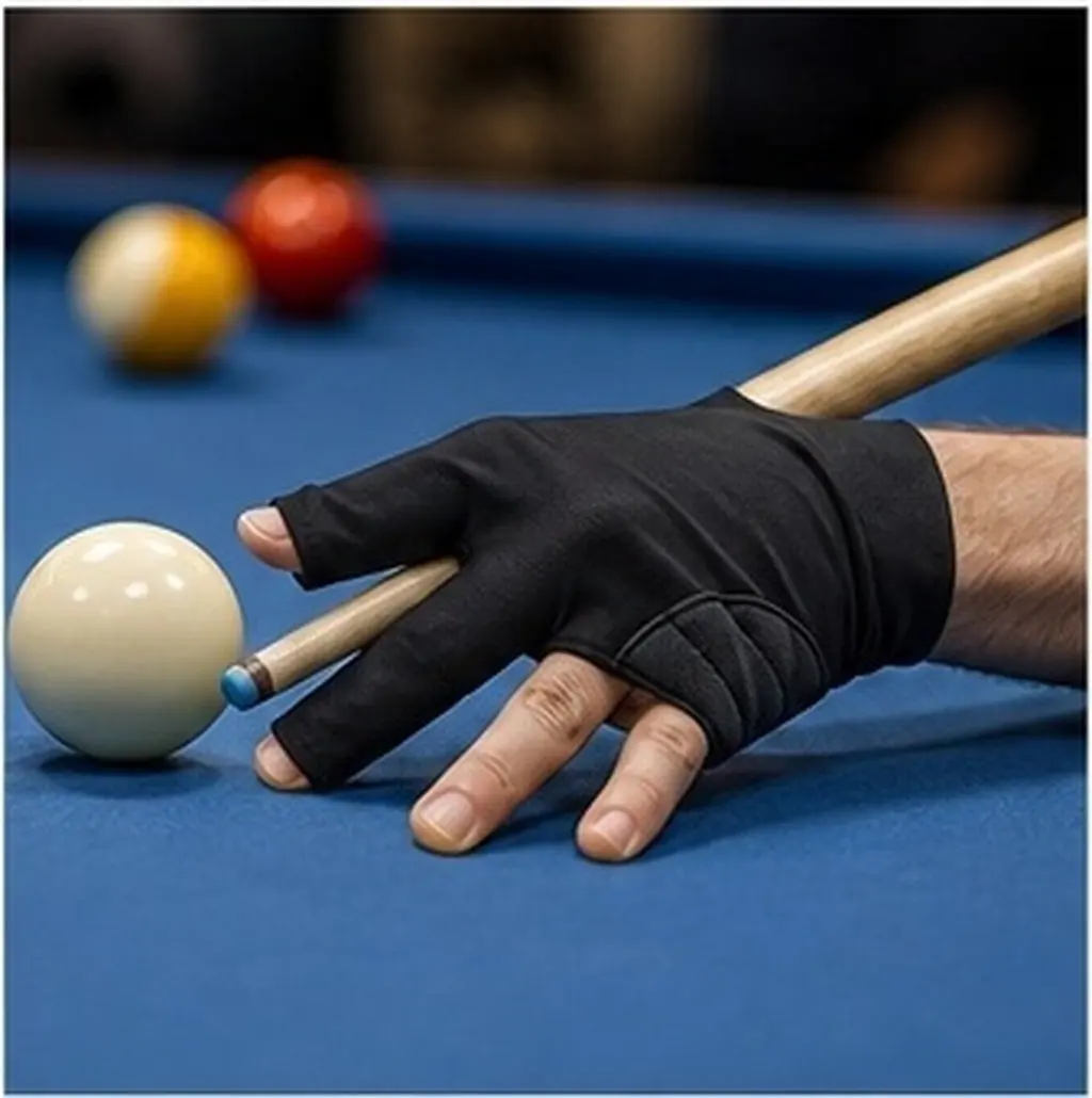 2Pcs Elastic Spandex Pool Gloves Left Hand Three-Finger Open Design for Billiard Hall Smooth Grip Comfort Fit