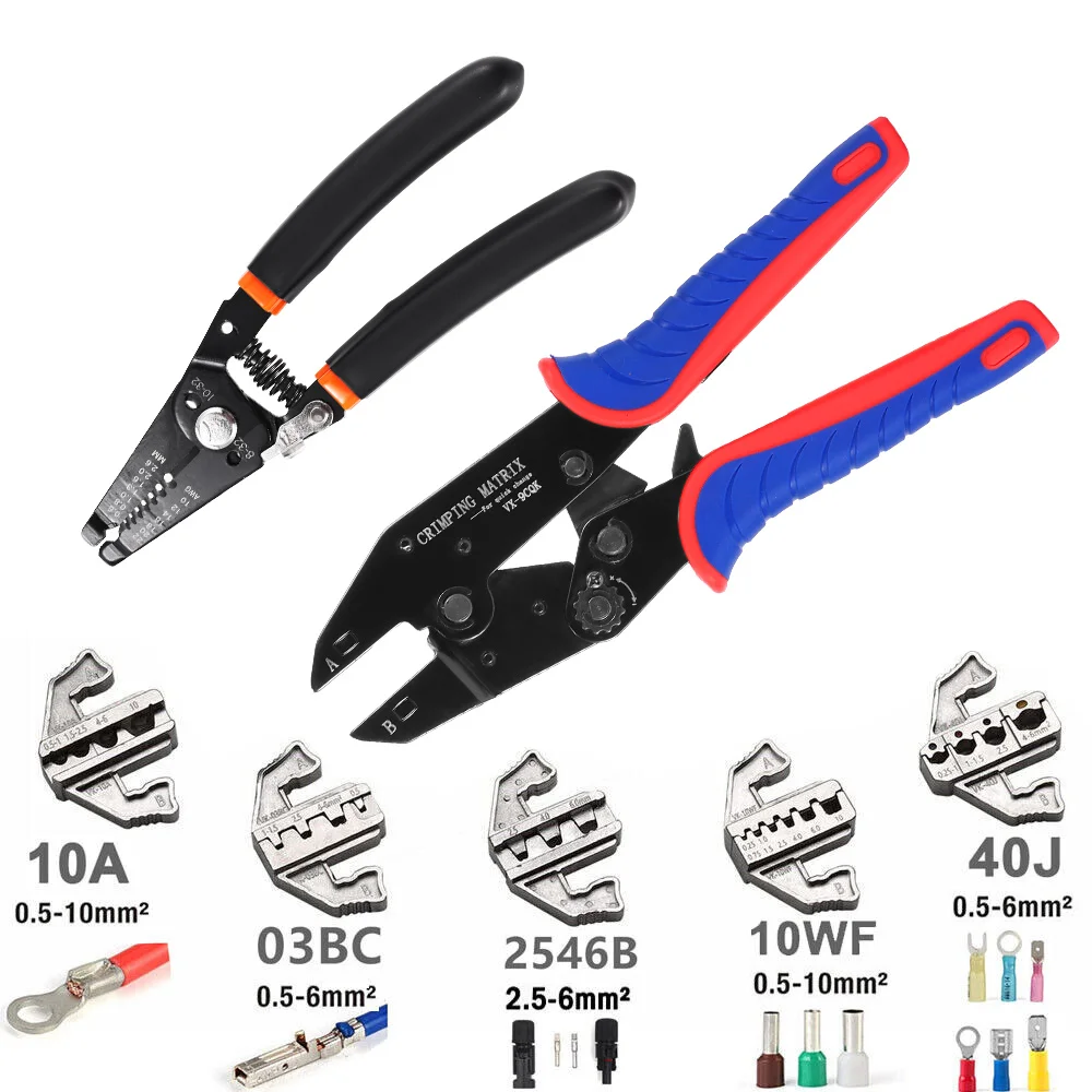 7pcs/Set Ratchet Crimping Pliers Quick Change Pliers Clamp Cable Duct Plug Insulated Terminal Kit Multifunctional Power Tools