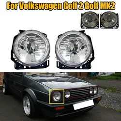 1 Pair Headlamps Headlamps Headlights With Bulb For Volkswagen GOLF 2 Golf MK2 Clean or Smoky Lens