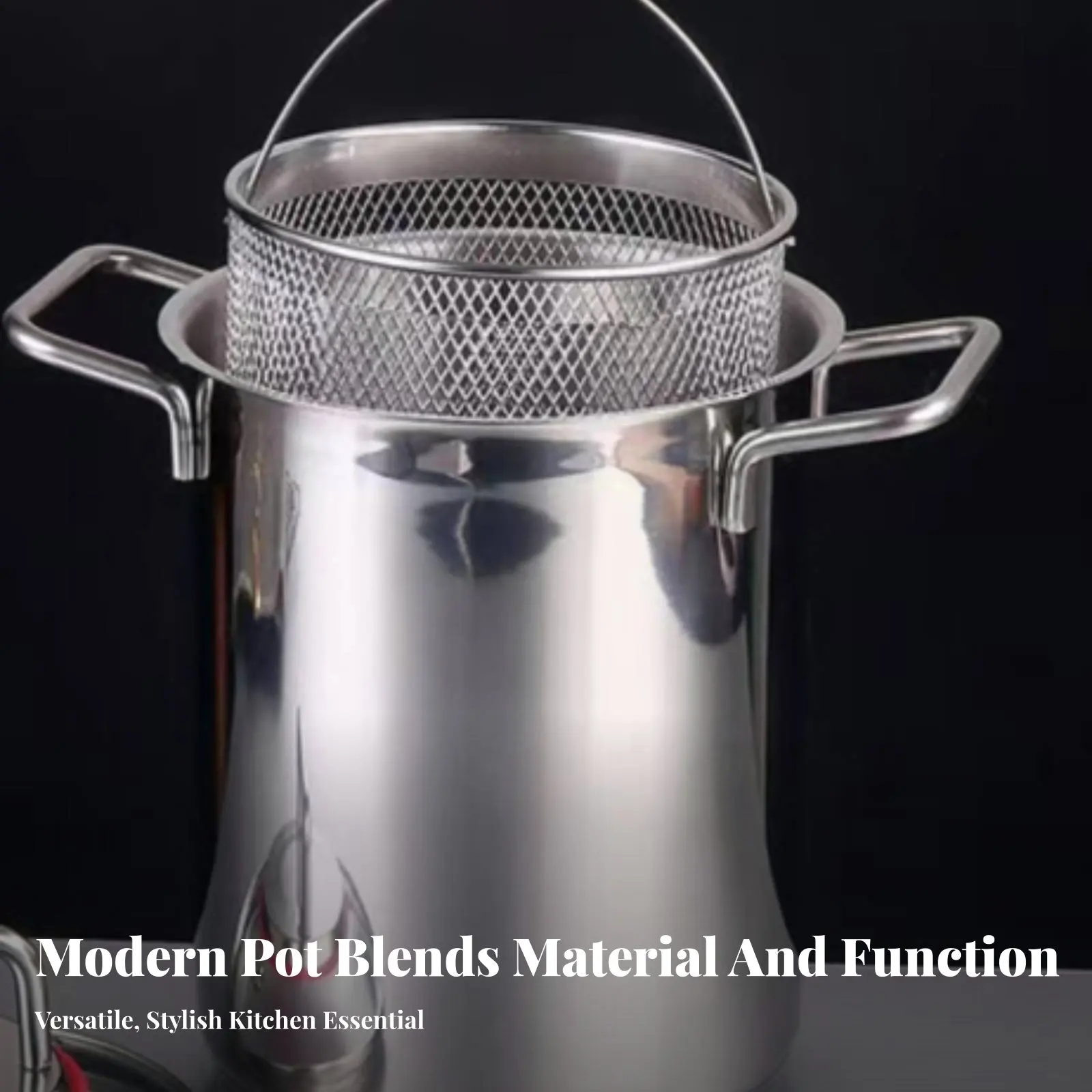 

Deep Fryer Pot with Basket Multipurpose Basket Deep Fryer Pot Stainless Steel Stockpot with Strainer High-Sided Design