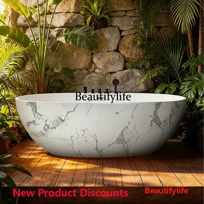 45 New color acrylic marble pattern bathtub household independent thermal insulation bathtub