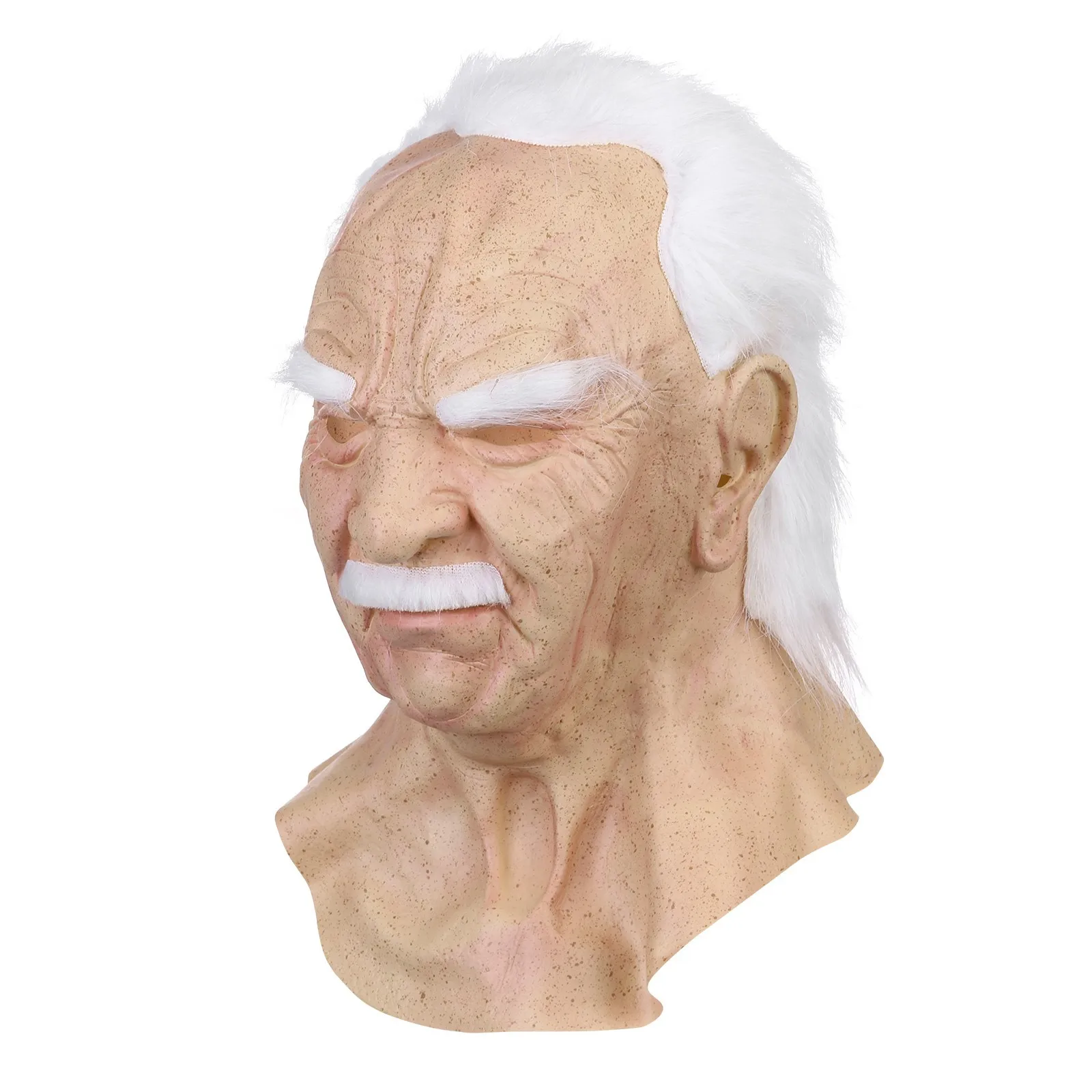 Maska na Halloween, zabawna maska na całą twarz, miękka maska dziadka, akcesoria do cosplayu, lateksowe maski na Halloween, przebranie na starusia, nakrycie głowy.