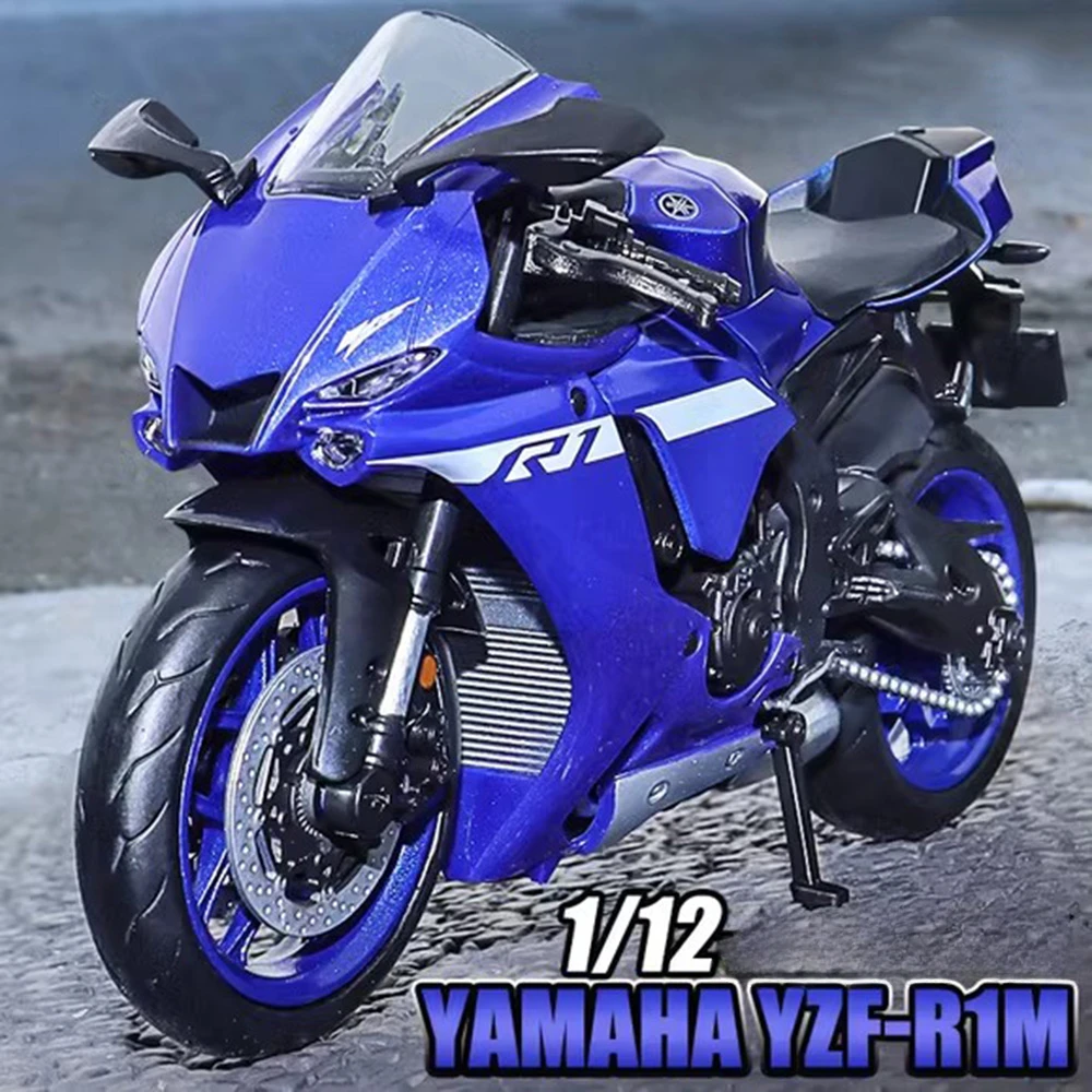 1:12 Yamaha YZF-R1M Alloy BMW S1000RR Motorcycle Toys Diecast Car Front Wheel Steering Rubber Tires Vehice for Boy Holiday Gifts