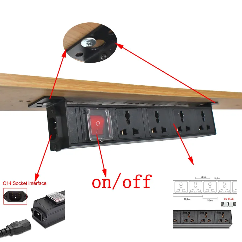 IEC-C14 port PDU power strip 1-9 Unit10A Universal output socket Network Cabinet Rack double break switch wireless