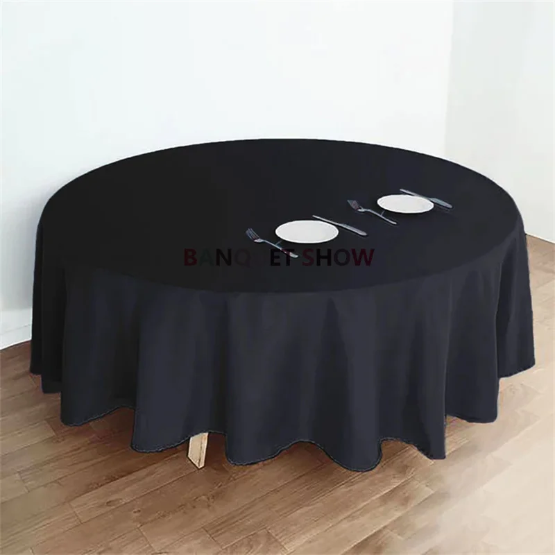 5pcs Lot White Black Round Poly Table Cloth Banquet Tablecloth Linen For Wedding Event Party Hotel Decoration