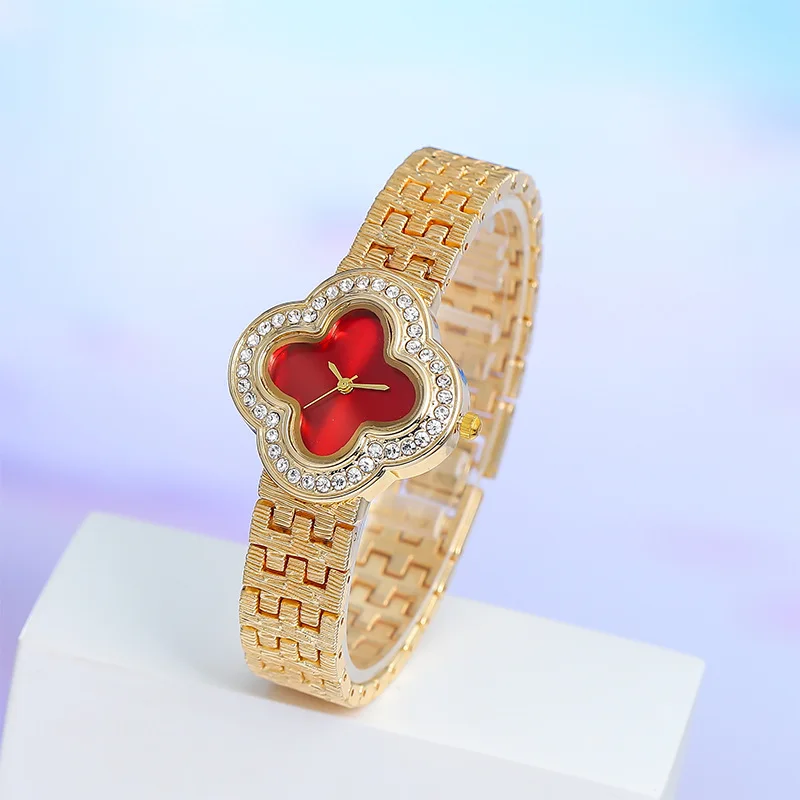 Women's Quartz Watch Four-Leaf Clover Diamond Dial Fashion Female Watches Casual Ladies Watch Daily Wear Girl Gifts view 5