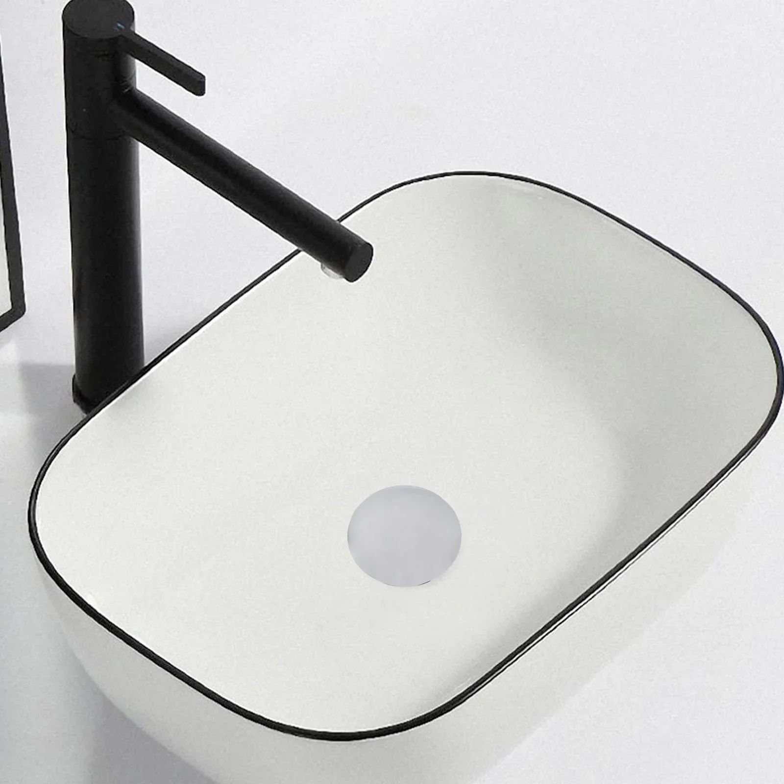 66mm Silver Chrome Basin Waste Pop-Up Sink Plug Cap Click Clack Push Button Bathroom Basin Sink Up Drain Stopper Drainer Cover