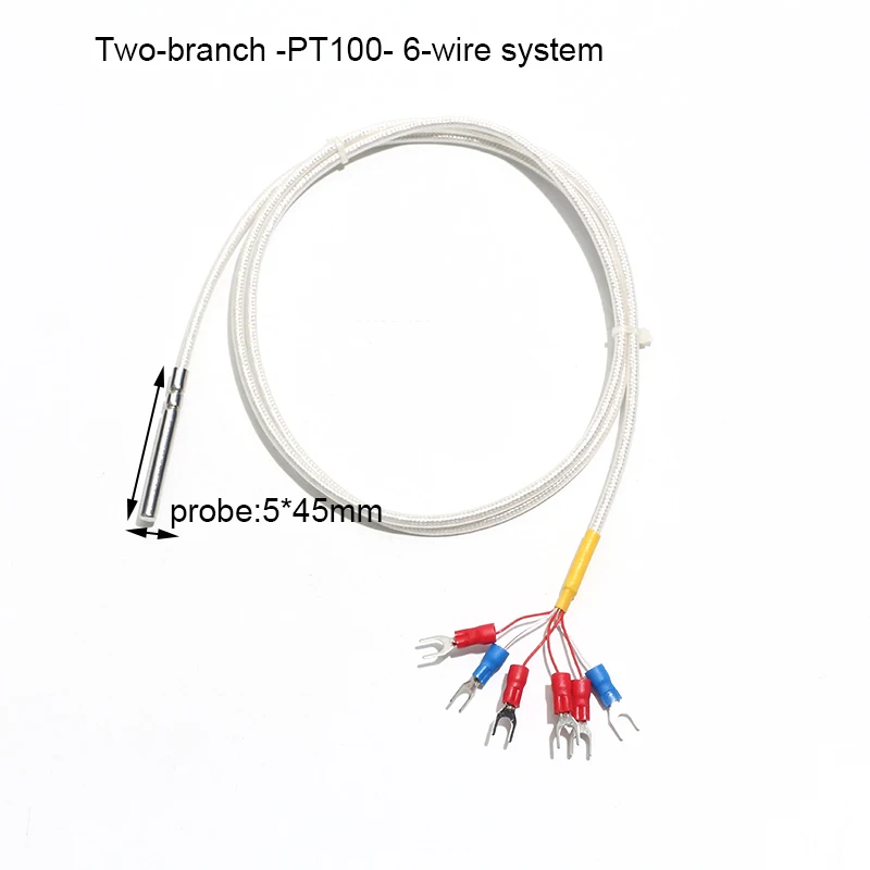 Single/Two Branch PT100 Type Temperature Sensor 4-wire 6-wire System Thermocouple 4*30mm/4*50mm/5*45mm SUS304 Probe 1-3M