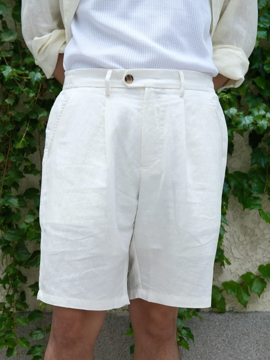LinenSession  Linen Shorts Ice Sensation Soft Loose Five-Button Extendable Waist Men's Summer Shorts Standard Fit