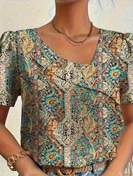Plus SizeTemperament Blouse Casual Loose Woman Shirt Elegant Short Sleeve Blouse Weekday